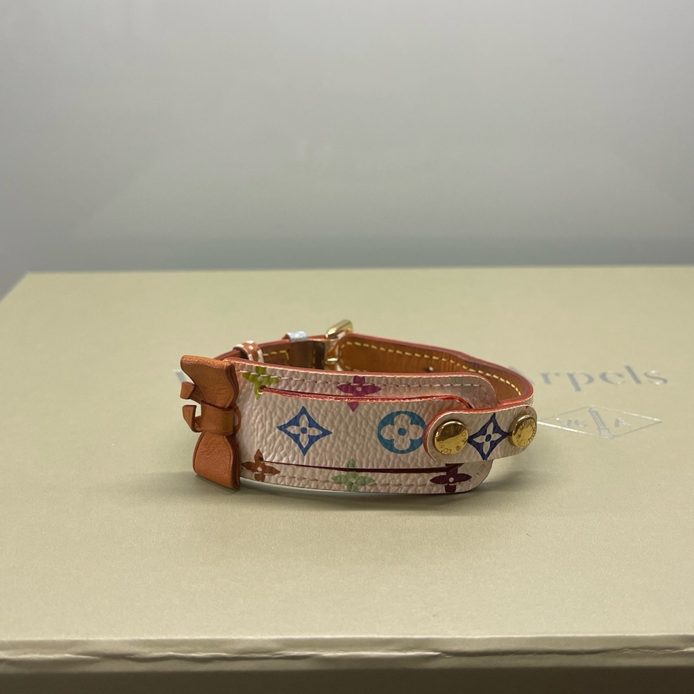 Louis Vuitton: Takashi Murakami Monogram Embellished Bracelet in White